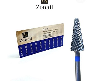 ZeNail, ТВС фреза № 230 конус елочка, синяя насечка