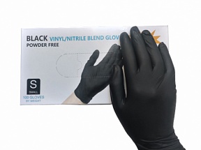 Перчатки винитрил чёрные размер S, Wally Plastic  50 пар/уп (3,5 гр)