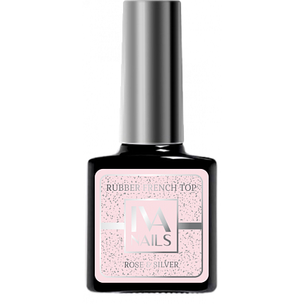 IVA Nails,Топ ROSE & SILVER/ Топ розовый полупрозрачный с серебристой поталью без л/с 8 мл.