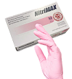 Перчатки нитриловые NitriMAX, розовые размер S, 50 пар/уп (3,5 гр)
